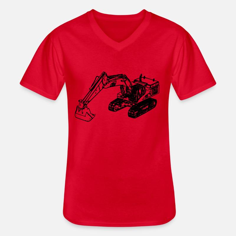 Bagger Kettenbagger Schaufelbagger schwarz - Männer-T-Shirt mit V-Ausschnitt - Rot