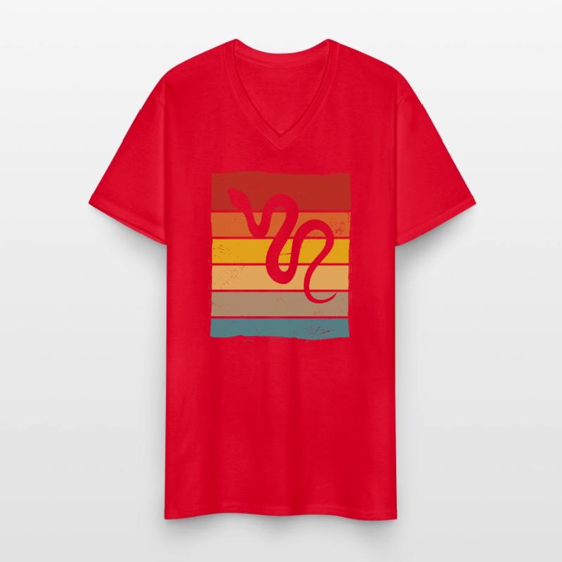 Snake Retro Reptile Python Gift idea Men's V-Neck T-Shirt