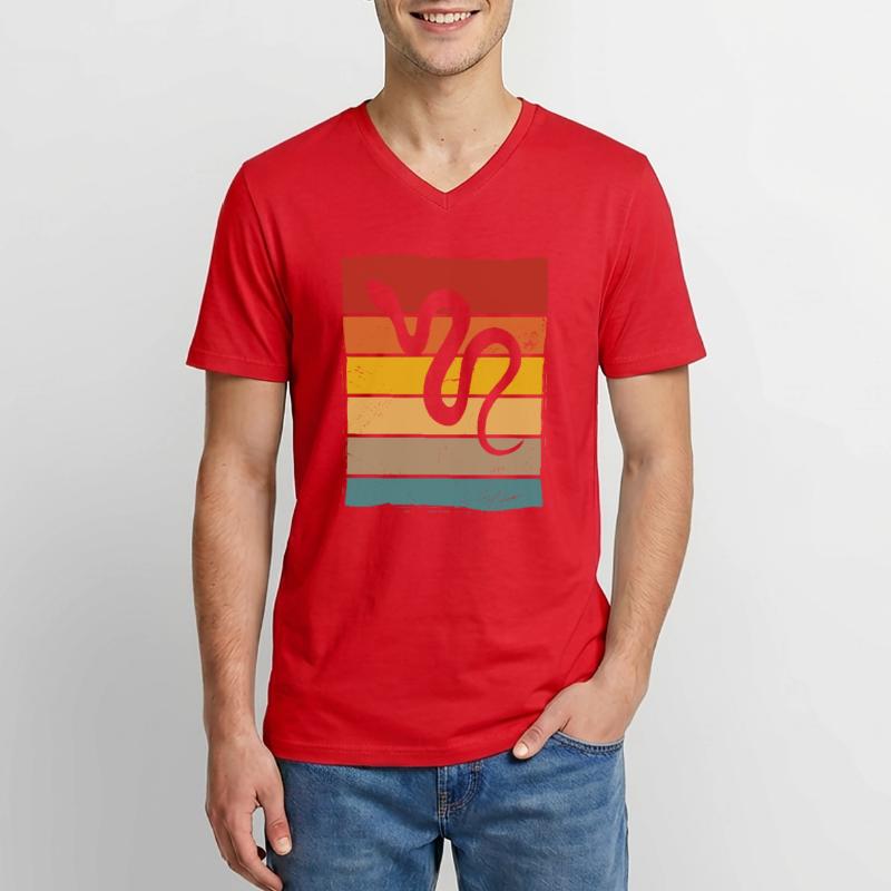 Snake Retro Reptile Python Idée cadeau T-shirt col V Homme