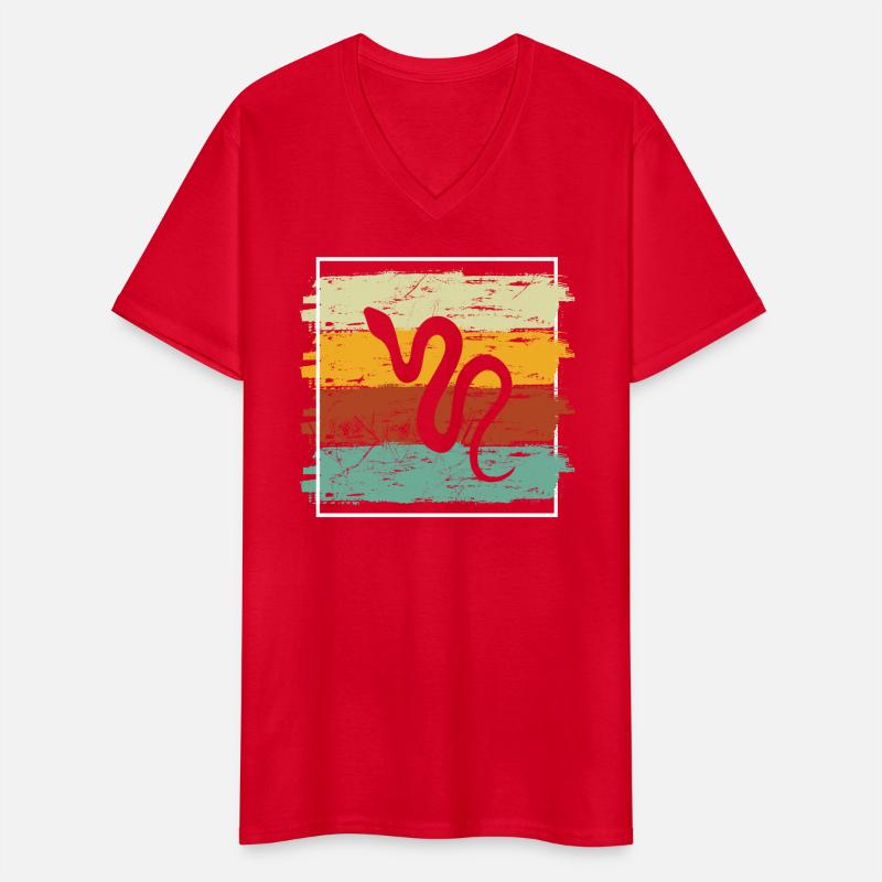 Snake Retro Reptile Python Gift idea Männer-T-Shirt mit V-Ausschnitt