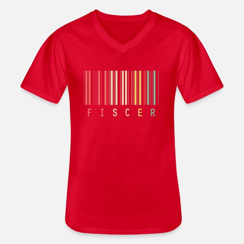 Fischer Barcode Familie Geschenkidee - Männer-T-Shirt mit V-Ausschnitt - Rot