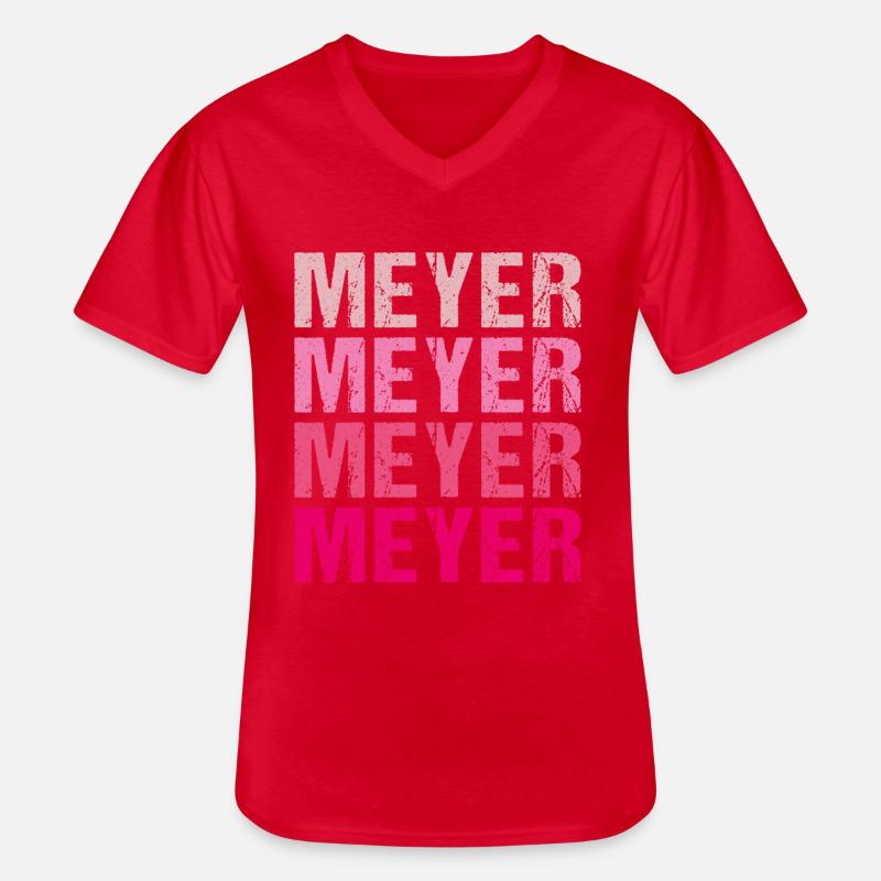 Meyer Familienname Team Retro Geschenkidee - Männer-T-Shirt mit V-Ausschnitt - Rot