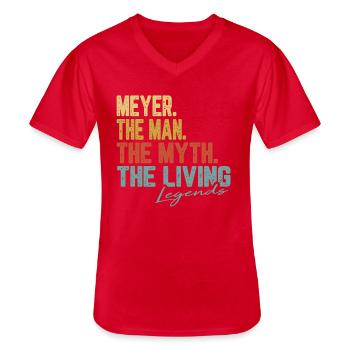 Meyer The Man The Myth Legend - Männer-T-Shirt mit V-Ausschnitt - Rot - Vorne - AI Model Male 185 light (185cm)