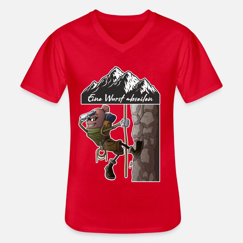Eine Wurst abseilen - Männer-T-Shirt mit V-Ausschnitt - Rot