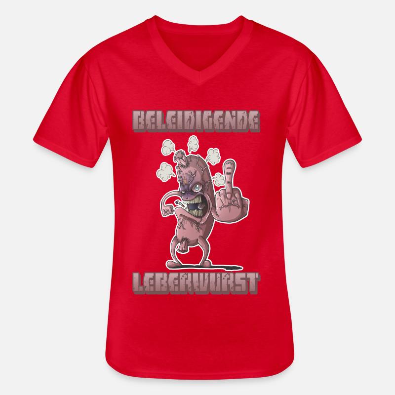 Beleidigende Leberwurst - Männer-T-Shirt mit V-Ausschnitt - Rot