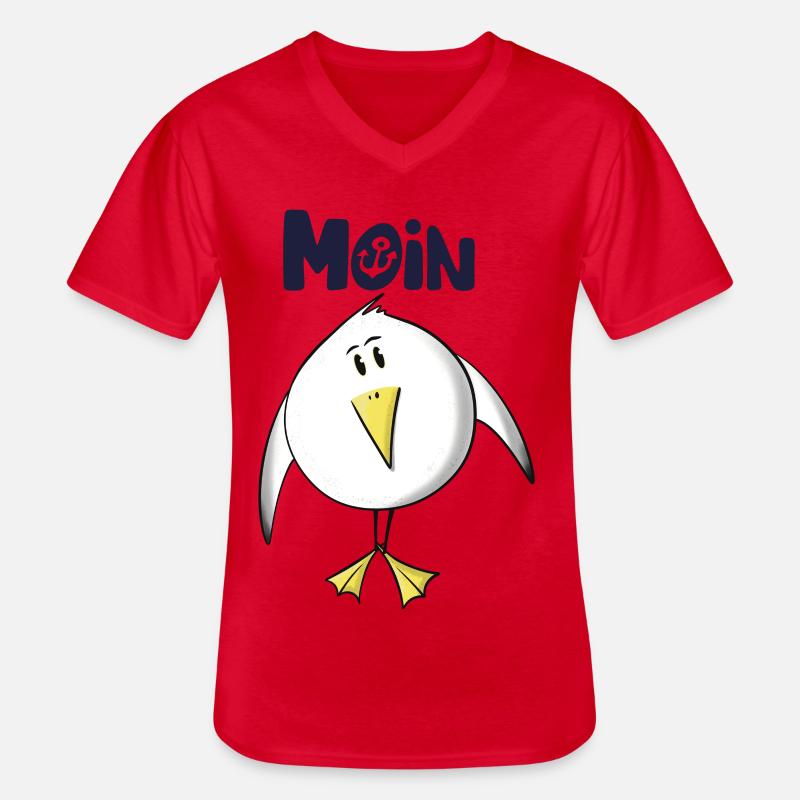 Möwe Moin Anker - Männer-T-Shirt mit V-Ausschnitt - Rot