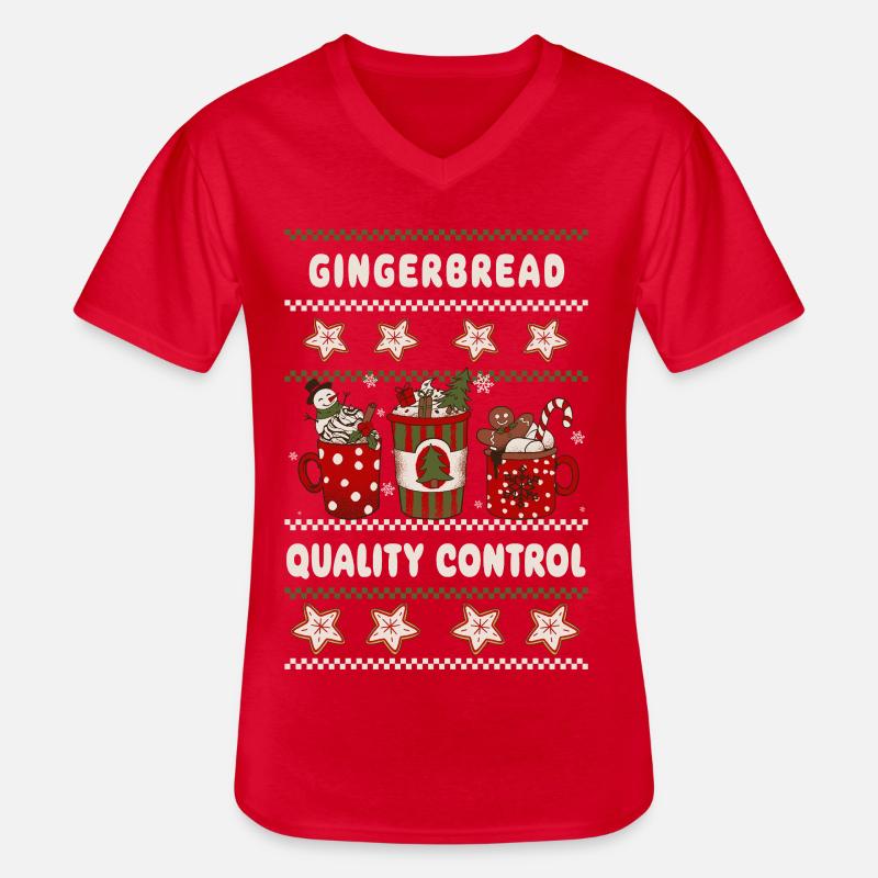 Gingerbread Quality Control - Weihnachten - Männer-T-Shirt mit V-Ausschnitt - Rot