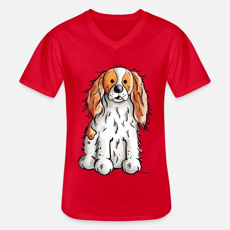 Cavalier King Charles Spaniel - Männer-T-Shirt mit V-Ausschnitt - Rot