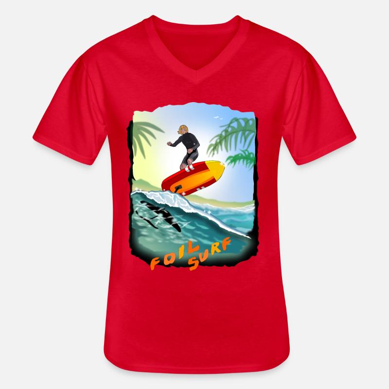 foil surf - foil surfing - foilsurfing - Männer-T-Shirt mit V-Ausschnitt - Rot