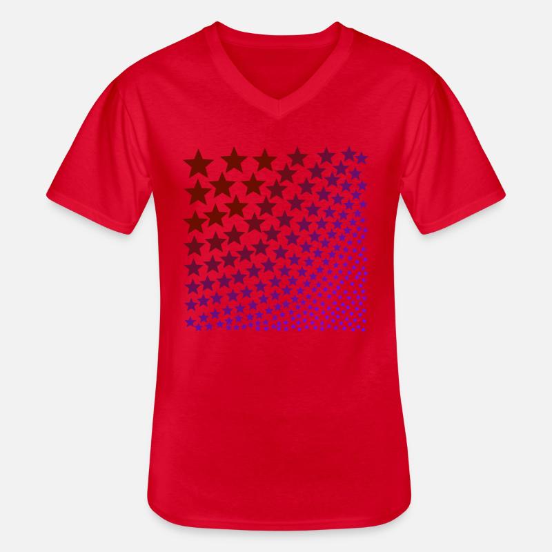 Sterne rot lila Geschenkidee - Männer-T-Shirt mit V-Ausschnitt - Rot