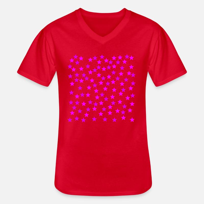 Rosa Sterne Geschenkidee pink - Männer-T-Shirt mit V-Ausschnitt - Rot