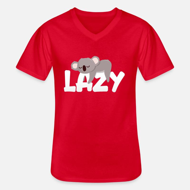 Fauler Koala - Männer-T-Shirt mit V-Ausschnitt - Rot