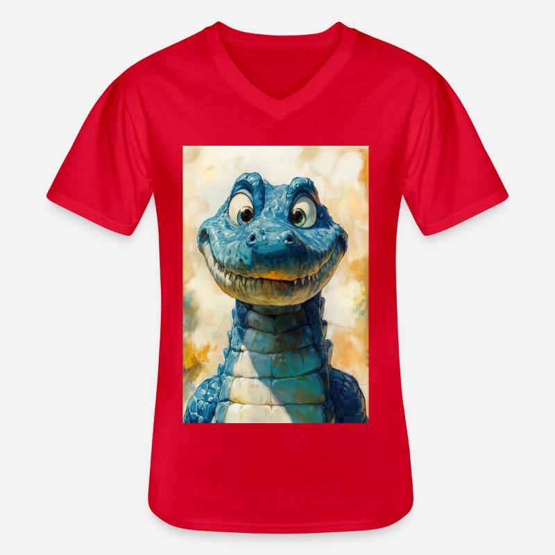 Illustration eines Krokodils - Männer-T-Shirt mit V-Ausschnitt - Rot