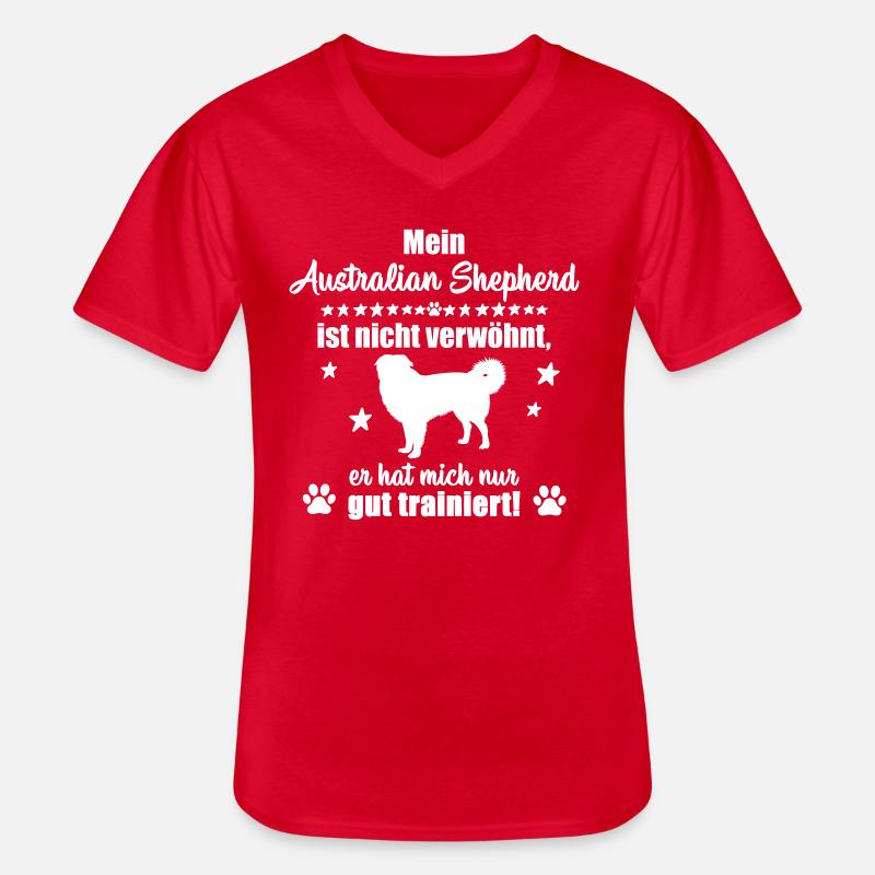 Australian Shepherd - Statement - Männer-T-Shirt mit V-Ausschnitt - Rot