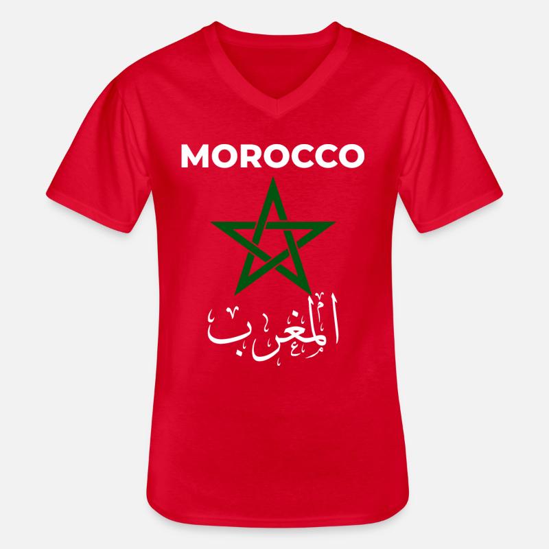 Marokko - Männer-T-Shirt mit V-Ausschnitt - Rot