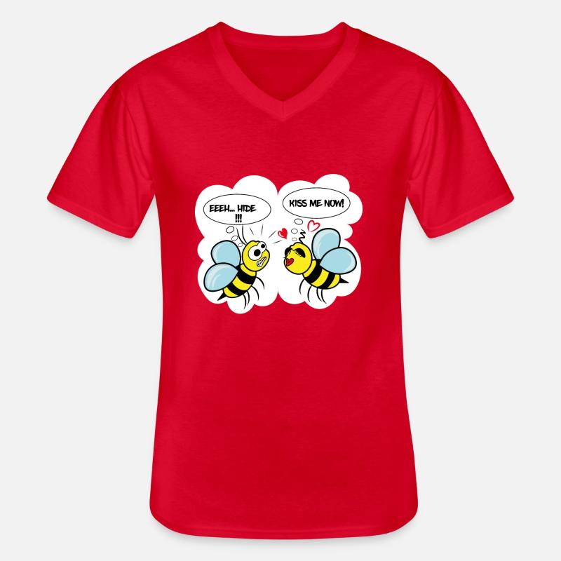 Comic-Biene - Männer-T-Shirt mit V-Ausschnitt - Rot