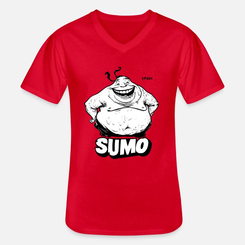 Großer, dicker Sumo - Männer-T-Shirt mit V-Ausschnitt - Rot