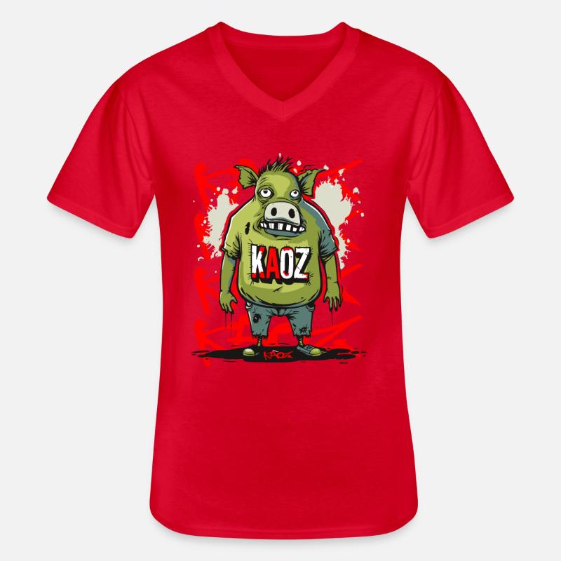 Die Existenz eines Schweins - Männer-T-Shirt mit V-Ausschnitt - Rot