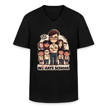 Lehrer und Schüler: Wir alle hassen die Schule - Männer-T-Shirt mit V-Ausschnitt - Schwarz - Vorne - AI Model Male 178 dark (178cm)