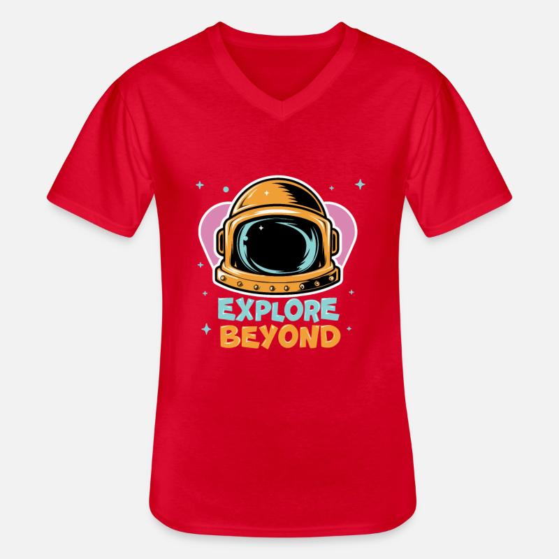 Space Astronaut - Jenseits entdecken - Männer-T-Shirt mit V-Ausschnitt - Rot