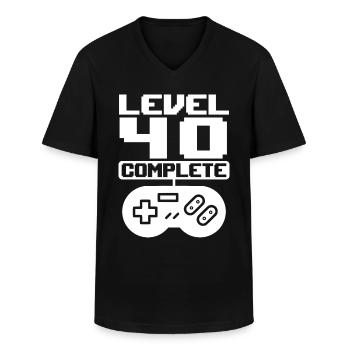 40th Birthday Level 40 Complete Retro Gamer - Men's V-Neck T-Shirt - black - Front - AI Model Male 178 dark (178cm)