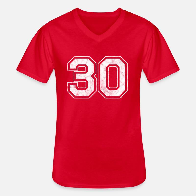 Anzahl 30 - Männer-T-Shirt mit V-Ausschnitt - Rot