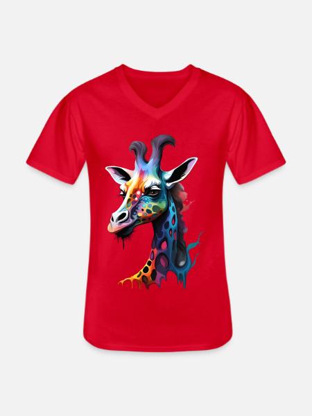 Giraffe, bunt - Männer-T-Shirt mit V-Ausschnitt - Rot