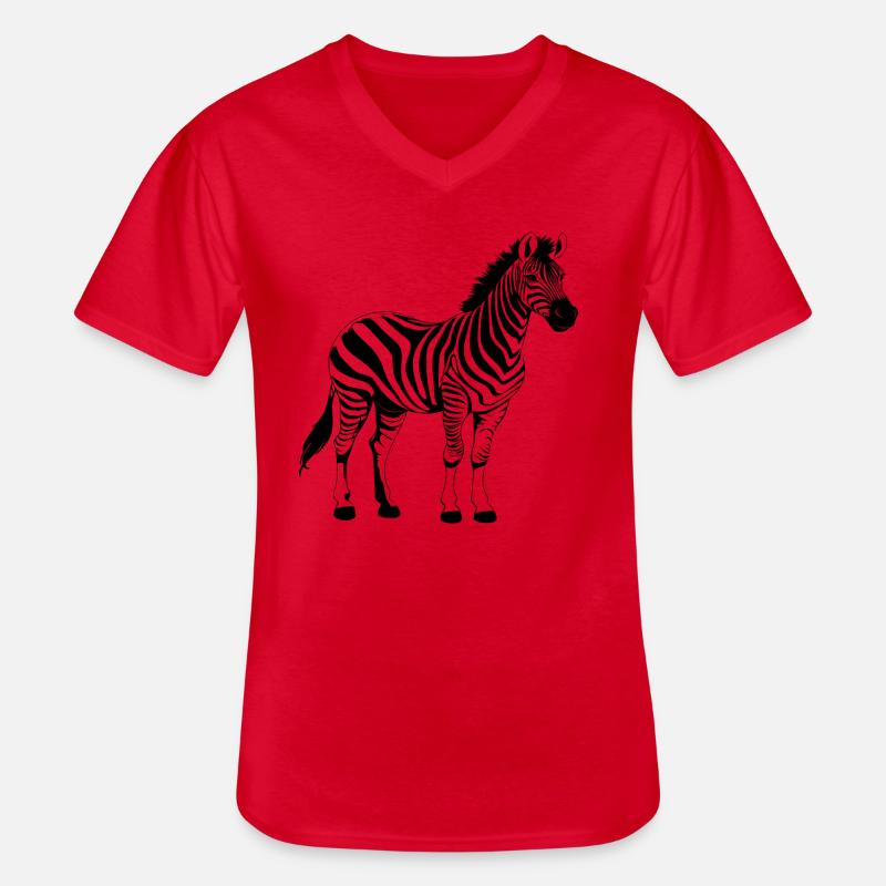 Zebra schwarz - Männer-T-Shirt mit V-Ausschnitt - Rot