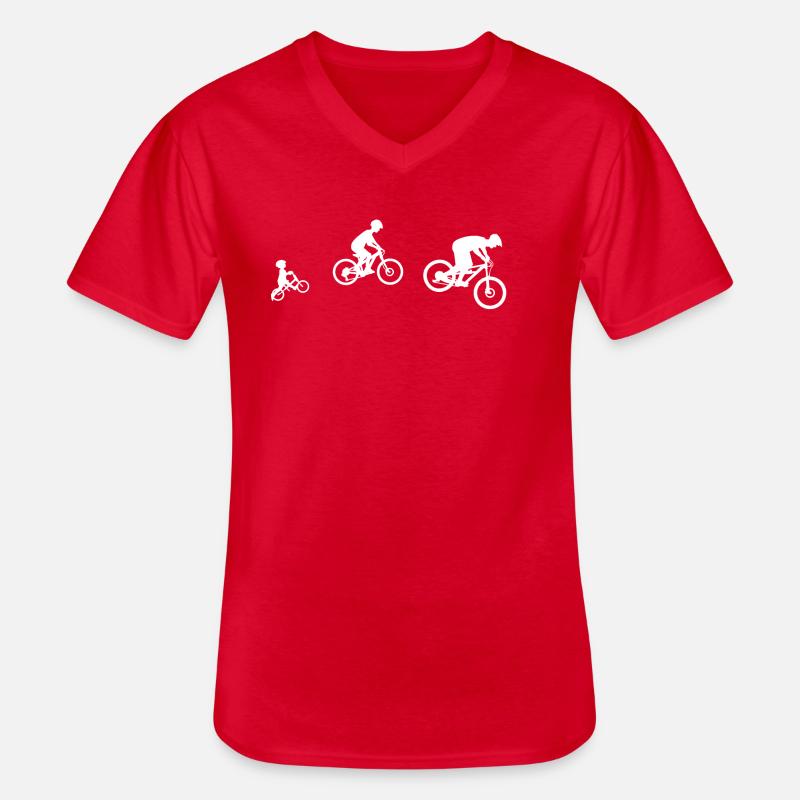 MTB Vater Kinder Evolution - Männer-T-Shirt mit V-Ausschnitt - Rot