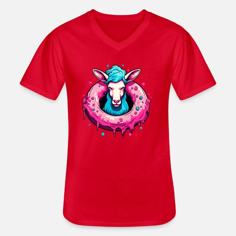 Der Donut-Schaf - Männer-T-Shirt mit V-Ausschnitt - Rot