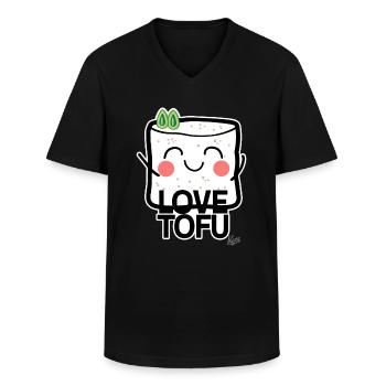 Tofu Love : Tofu Heartbreaker - T-shirt col V Homme - noir - Devant - AI Model Male 178 dark (178cm)