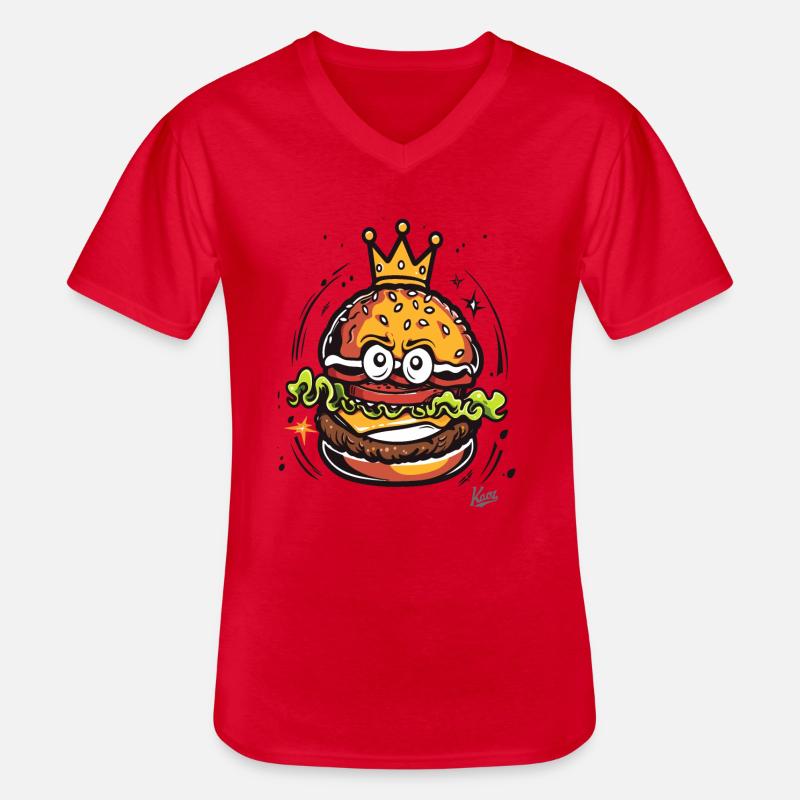 König mit einer Krone Burger - Männer-T-Shirt mit V-Ausschnitt - Rot