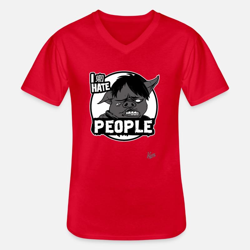 Ich hasse Menschen, Sarkasmus Schwein - Männer-T-Shirt mit V-Ausschnitt - Rot