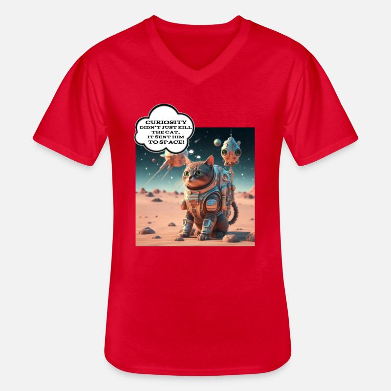 Curiosity kill cat - Männer-T-Shirt mit V-Ausschnitt - Rot