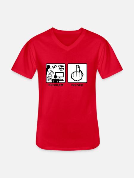 Problem Solved - Finger, Fuck you - Men's V-Neck T-Shirt - red