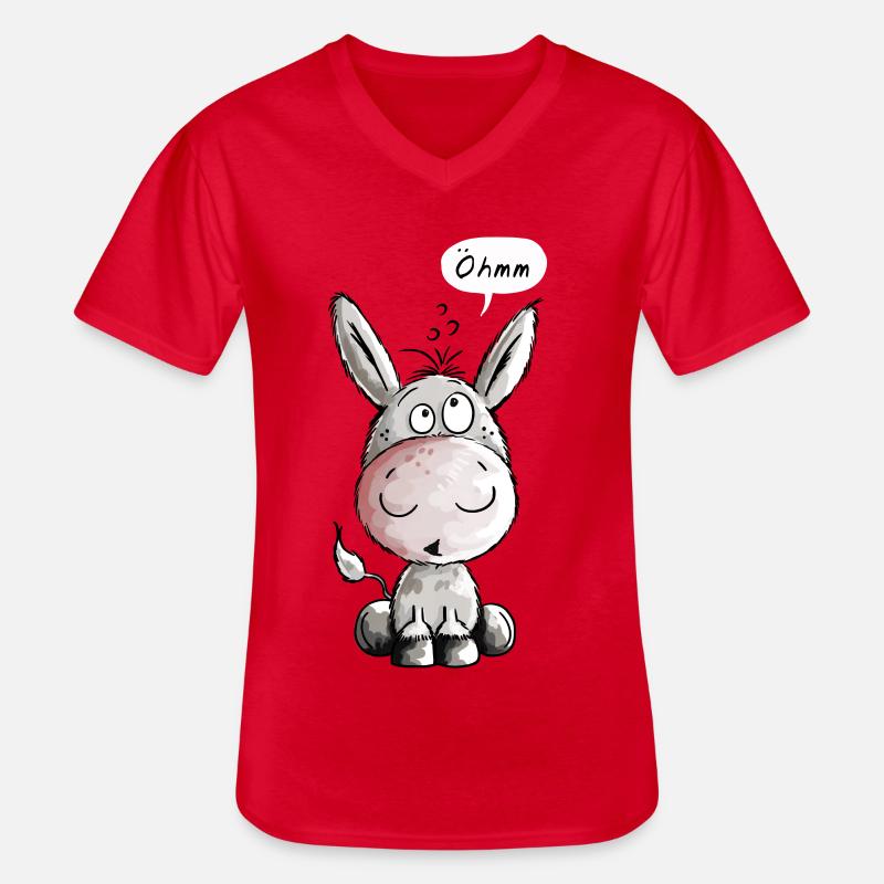 Öhmmm Esel - Eselchen - Comic - Tiere - Männer-T-Shirt mit V-Ausschnitt - Rot