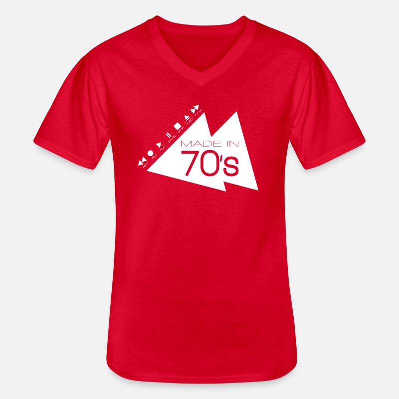 MADE IN 70s _white_ - Männer-T-Shirt mit V-Ausschnitt - Rot