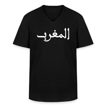 Maroc المغرب - T-shirt col V Homme - noir - Devant - AI Model Male 178 dark (178cm)