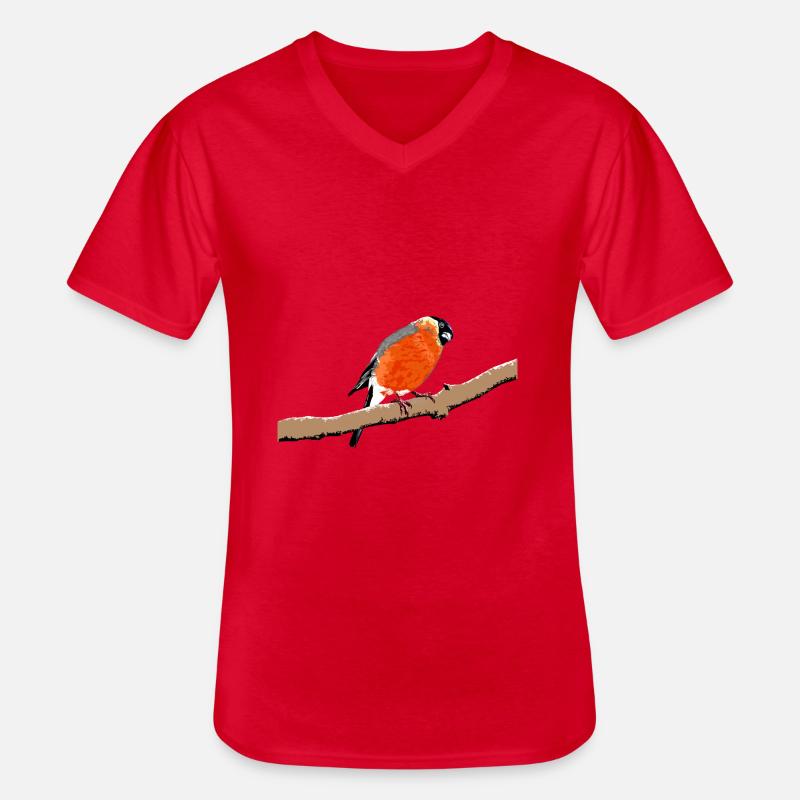 Dompfaff / Gimpel - Männer-T-Shirt mit V-Ausschnitt - Rot