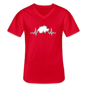Suisse Heartbeat ECG Heart Pulse Cadeau - T-shirt col V Homme - rouge - Devant - AI Model Male 185 light (185cm)