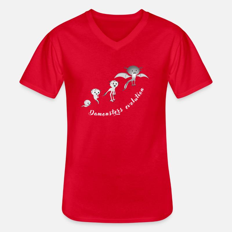 L’évolution de Damonsters - T-shirt col V Homme - rouge