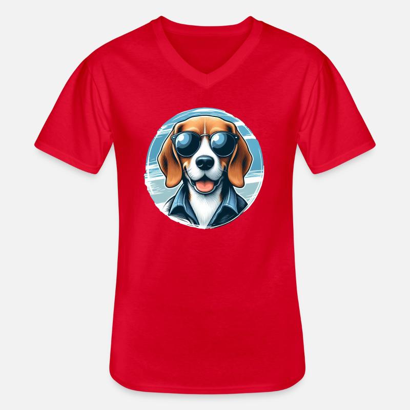 Beagle Das Modell - Männer-T-Shirt mit V-Ausschnitt - Rot