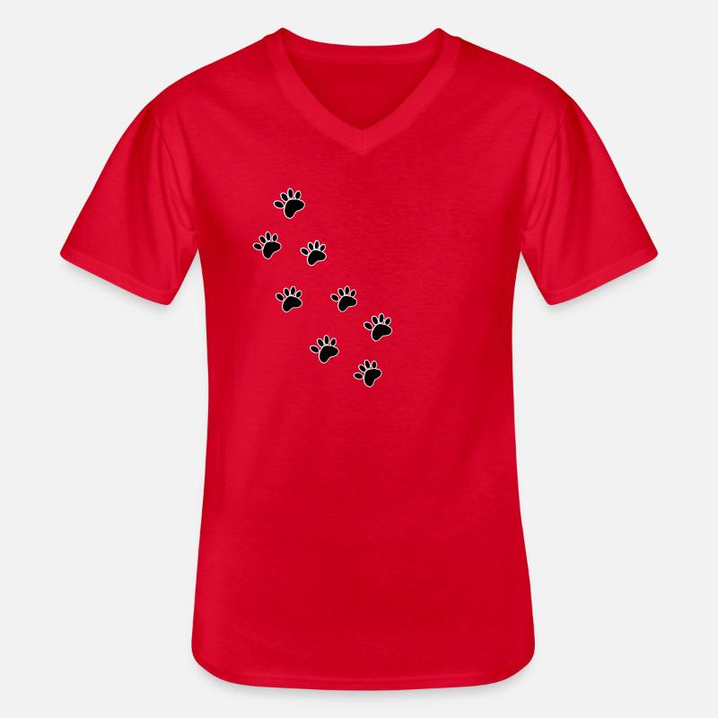 Pfötchen Liebe - Männer-T-Shirt mit V-Ausschnitt - Rot
