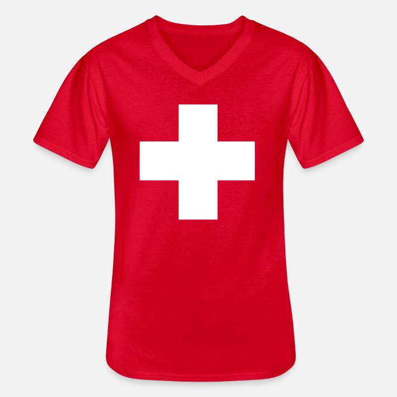 Schweiz - Männer-T-Shirt mit V-Ausschnitt - Rot