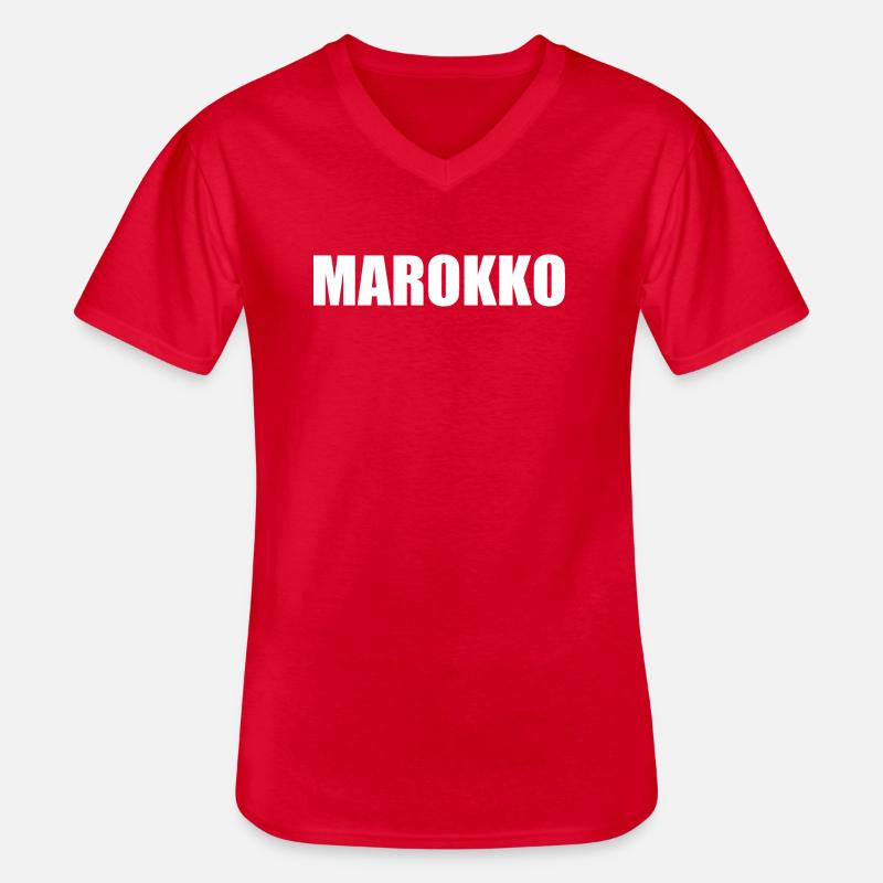 Marokko - Männer-T-Shirt mit V-Ausschnitt - Rot