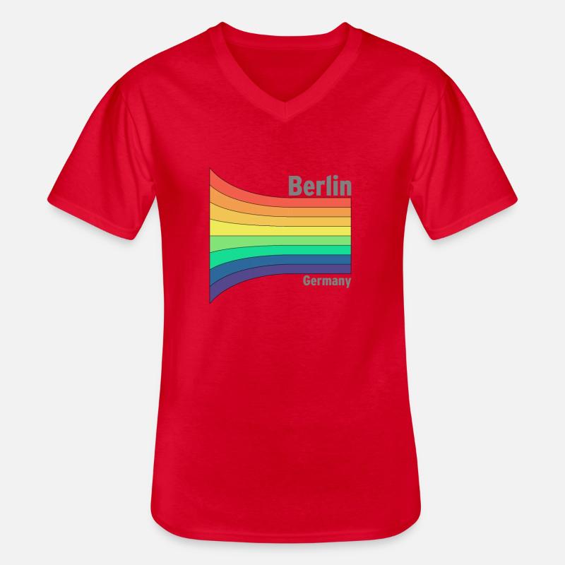 Berlin Regenbogen Stolz Souvenir Mitbringsel - Männer-T-Shirt mit V-Ausschnitt - Rot
