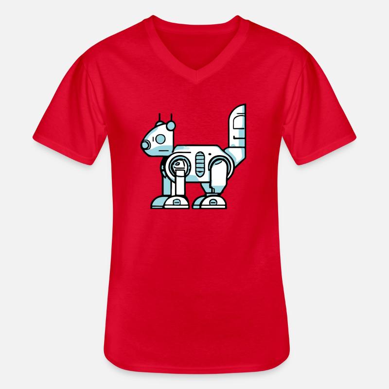 Cyber Roboter Eichhörnchen - Männer-T-Shirt mit V-Ausschnitt - Rot