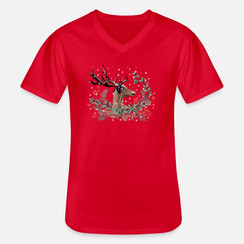 Festliche Hirsche - Männer-T-Shirt mit V-Ausschnitt - Rot