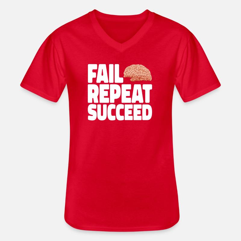 Fail into Succeed white - Männer-T-Shirt mit V-Ausschnitt - Rot
