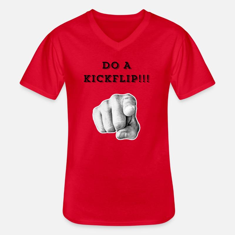 Mach einen Kickflip !! - Männer-T-Shirt mit V-Ausschnitt - Rot